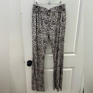 Umgee Black and Cream Leopard Print Wide Leg Pants
